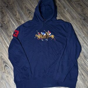 Ralph Lauren Navy Hoodie with Polo Graphic